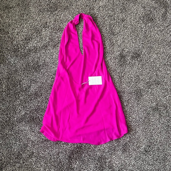 Show Me Your Mumu Jasmine Halter Mini Dress in Bright Pink Chiffon Sleeveless XS - Picture 5 of 7